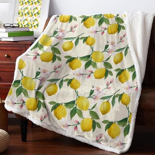 Summer Lemon Fruit Throw Blanket Soft Fleece Blankets Winter Blanket Portable Picnic Blankets Bedclothes