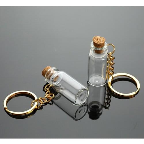 5pcs Mini Glass Bottle Vial Tube Potion Perfume Cork Jars Wish Pendant Charm 2mL