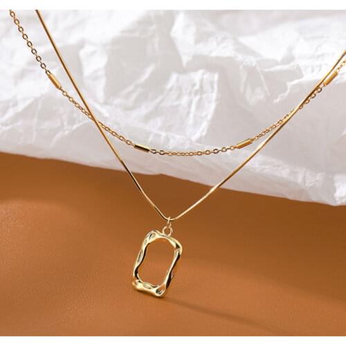 Geometric Multi layer Necklaces For Women Gold Color Trendy Link Chain Gothic Jewelry Elegant Charm Clavicle Chain Bijoux Femme