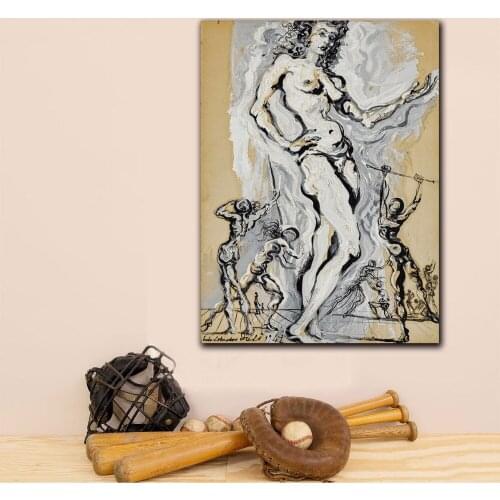 Fashion Salvador Dali nude female spectral Printed on Canvas Painting For Living Room Home Decor Oil Painting On Canvas Picture