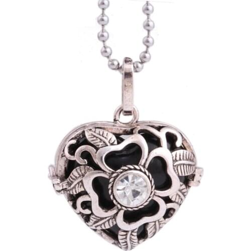 Monla Fashion Pendants Necklace Pregnancy Baby Chime Ball Heart Rhinestone Circle Angel Necklace For Women Jewelry