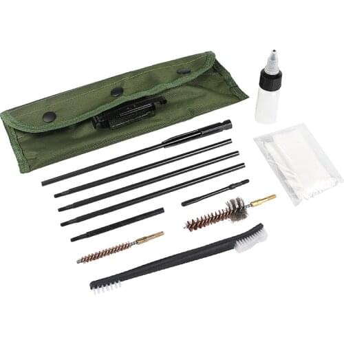 Tactical Gun Cleaning Tool Kit for M16 M4 AR15 10 Pcs Airsoft Pistol Rifle Rod Brushes Set Portable Nylon Bag Brush Set Cleaner