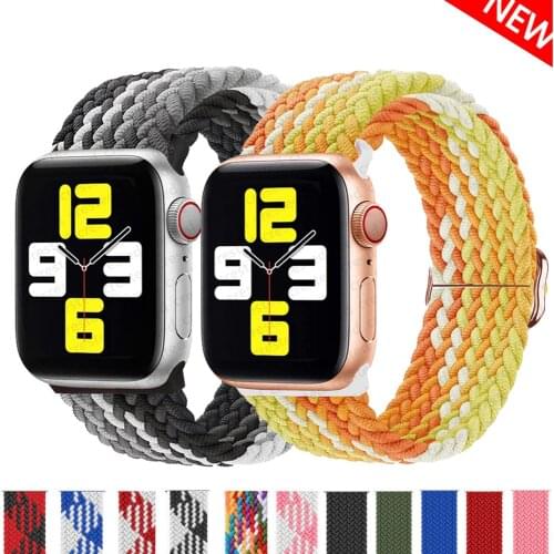 Braided Solo Loop For Apple watch band 44mm 40mm 38mm 42mm Adjustable Elastic Nylon belt bracelet iWatch series 3 4 5 se 6 strap