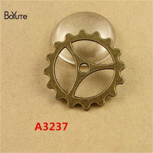 BoYuTe (100 Pieces/Lot) 22MM Antique Bronze Plated Zinc Alloy Gear wheel Charms Pendant Diy Jewelry Accessories fit Bracelet