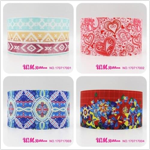 Q&N ribbon 3inch 75mm pattern flower heart printed grosgrain ribbon webbing 50yards/roll for headband free shipping