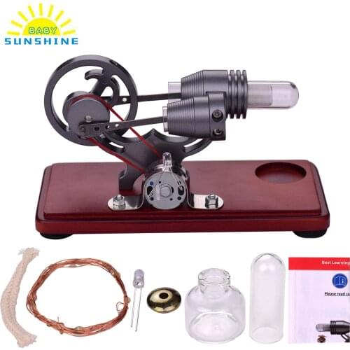 Retro Style Hot Air Stirling Engine Motor Model Colorful LED Light String Teacher Student Classroom or laboratory experimental