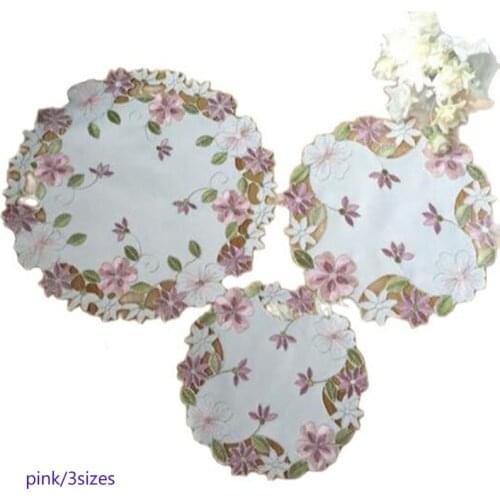 Modern satin table place mat cloth lace embroidered pad cup mug Christmas tea coaster Easter dining drink placemat doily kitchen