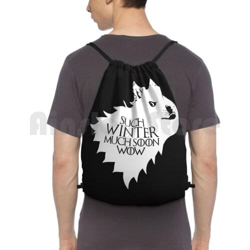 Ser Wow Of House Doge Alt-Backpack Drawstring Bags Gym Bag Waterproof Got Doge Dog Wolf Stark Sigil North