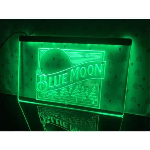 A167- Blue Moon Beer Bar Pub Logo Led Light Sign