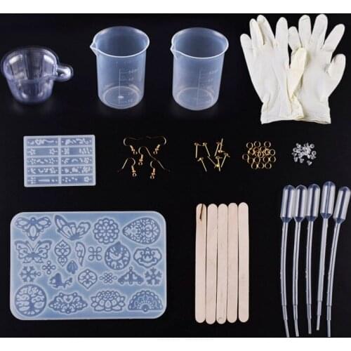 Filigree Epoxy Resin Molds Earrings Kit Silicone Mold Measuring Cup Mixing Dish Tools Set For DIY Resin Jewelry Making Supplies
