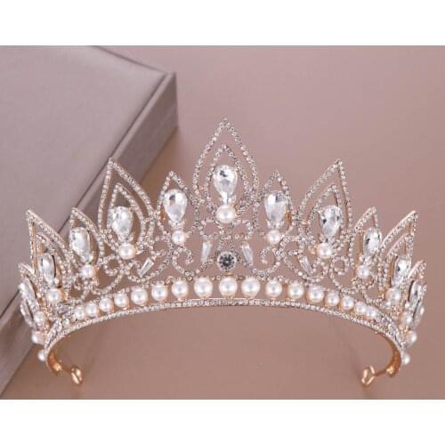 Pearl Crown Princess Crystal Birthday Crown Wedding Headwear Party Jewelry Unqiue Elegant Women Hair Accessories Fashion Trendy