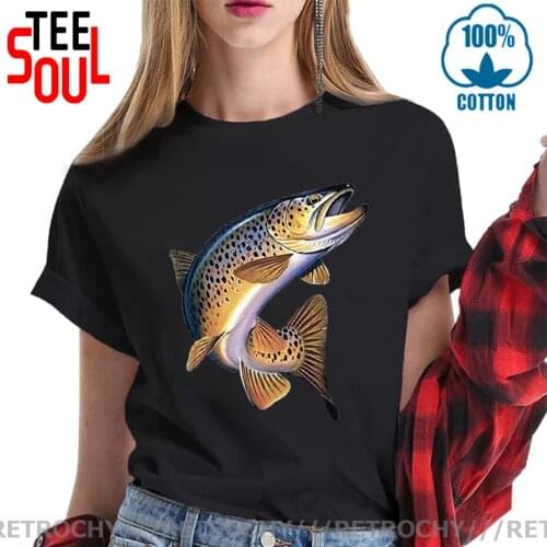 Retrochy Fish On T-shirts Fishing Fishinger Fisherman T shirts Women River Hunting tee shirt 3D Print Rainbow Trout fish T-shirt