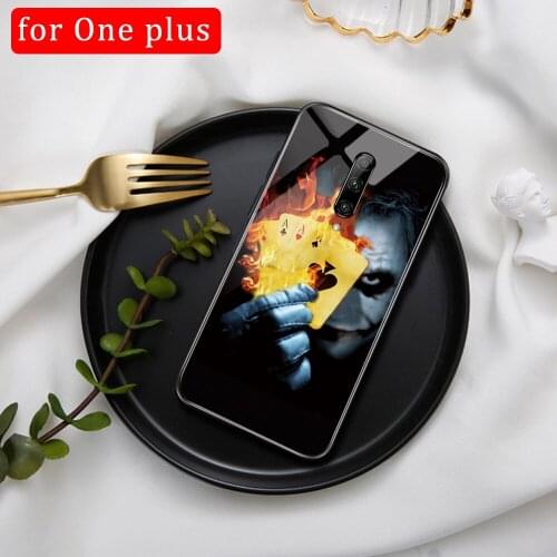 For One Plus 7T pro Joker Phone Case Tempered Glass Hard Back For One Plus 7T One Plus 6 1+5T DIY Glass Case