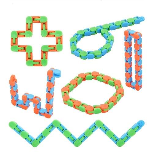 1pcs Stress Relief Colorful Puzzle Sensory Fidget Toys Tracks Snap and Click Toys Kids Autism Snake Puzzles ClassicToy