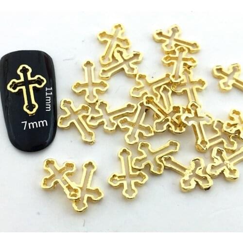 10pcs/bag newest Japan Korea 3D Nail Art Decoration Metal Kawaii Fahion Hollow Cross DIY Charm Nail Styling Tools