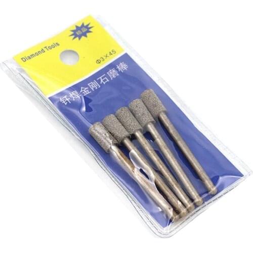 2.5/3/3.5/5/6mm Cylinder Grinding Cutting Head Drill Bits 3.0mm Shank Diamond Dremel Rotary Carving Polishing Tool