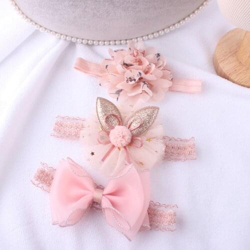 3pcs/Set Baby Kids Girls Bowknot Headband Toddler Elastic Hair Band Headwear Bow