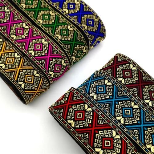 3 Yards Vintage Ethnic Embroidery Lace Ribbon Boho Lace Trim DIY Clothes Bag Accessories Embroidered Fabric #4349