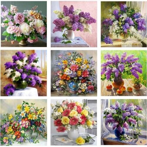 5D diy diamond painting vase cross stitch lavender living room flower new diamond embroiderey part paste diamond 30x30