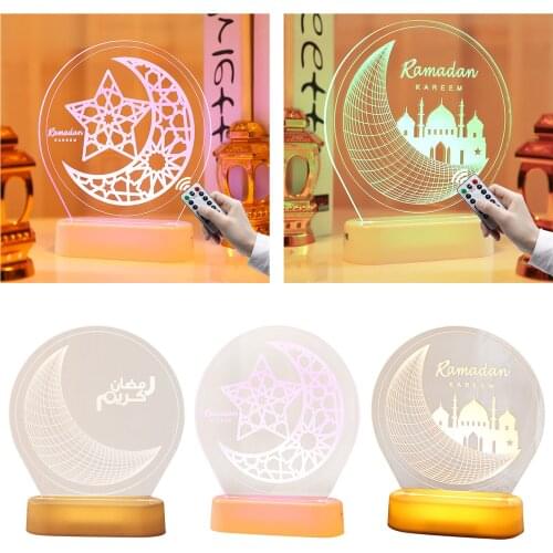 Acrylic 3D Ramadan EID Mubarak LED Night Light Table Lamp Desk Ornaments
