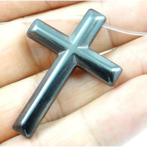 Free shipping 43*31MM Titanium Hematite hand-Carved cross Gem pendant necklace making jewelry Wholesale 3pcs/lot
