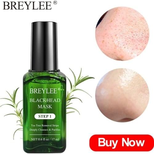 BREYLEE Blackhead Remover Serum Black Peeling Mask Deep Cleansing Pores Oil-Control Moisturizing Nose T-Zone Care 100pcs Sheets