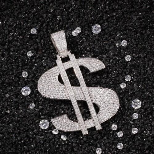 Bling Bling Personality Necklace & Pendant with Stainless Steel Chain Gold Silver Color Cubic Zircon Hip Hop Jewelry for Gift