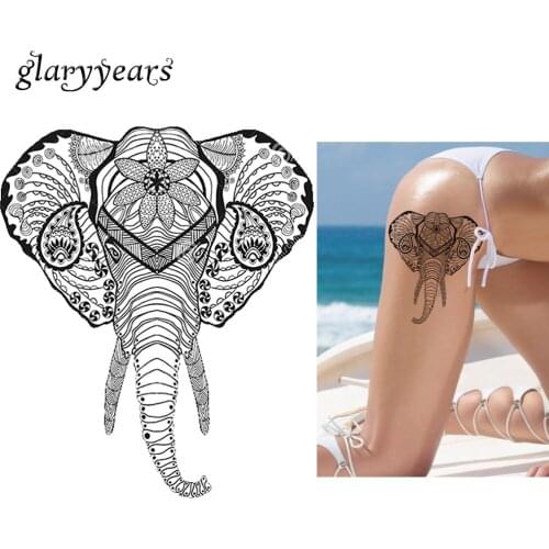 DIY 1 Sheet Women Men Elephant God Head Decal Tattoo KM-102 Sexy Body Flower Arm Art Waterproof Temporary Tattoo Sticker Product