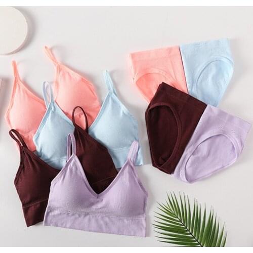 Women Bra and Panties Set Push Up Bra Backless Active Bra Sport Seamless Sexy Lingerie Fitness Female Crop Top Underwear Set