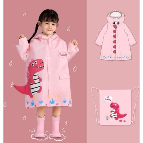 Girls Raincoat Waterproof 1-15 Years Boys Girls Rain Jackets Cartoon Baby Rain Coat Outfits Dinosaur Cute Rainwear Kids Outwear