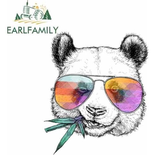 EARLFAMILY 13cm x 11.1cm for Cool Panda Bear Funny Car Stickers Bumper RV VAN Fine Decal JDM Vinyl Car Accessories Anime Comic