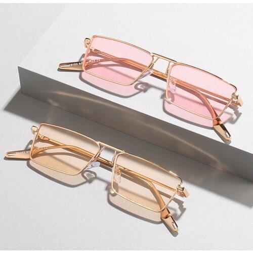 Luxury Brand Small Rectangle Sunglasses Women 2021 Green Shades For Women 90s Vintage Cat Eye Square Sunglasses Men Unisex UV400