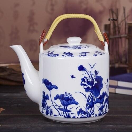 Jingdezhen ceramic teapot Liangpeng pot cool water bottle blue white bone enamel large capacity heatresistant large teapot