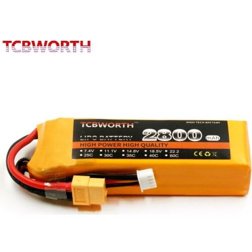 TCBWORHT RC LiPo Battery 3S 11.1V 2800mAh 25C Burst 50C For RC Airplane Car Boat Drone Helicopter Aircraft Batteries LiPo 3S