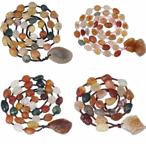 TUMBEELLUWA Natural Desert Gobi Agate Stone Beads Pendant Necklace Amulet Jewelry