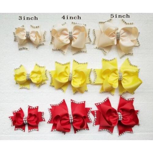 New Design Ribbon crystal Diamonds Boutique girl women Hair Bows with clips Hairpins Hair Accessories Barrettes 100pcs HD3554