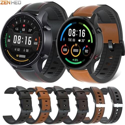22mm Watch Strap for Xiaomi Watch Color Replacement Silicone & Leather Watchband For Xiaomi Mi Watch Color Sports Edition