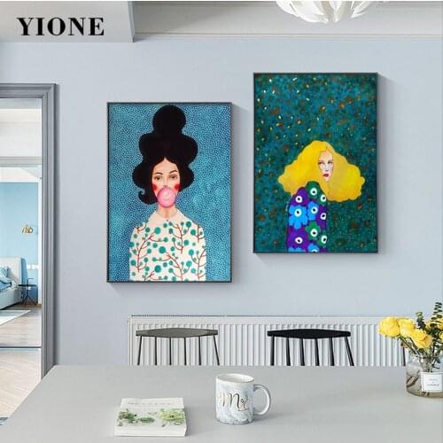 Nordic Abstract Flower Girl Canvas Paintings Modern Art Prints Woman Portrait Picture Wall Posters Room Bedroom Home Decoration