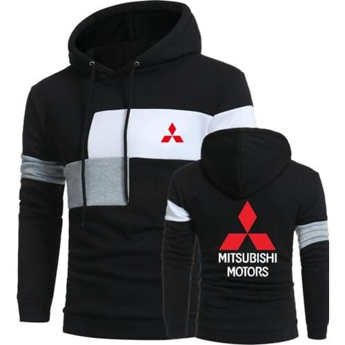 Fashion Wild Male Pullover Sweatshirts Mitsubishi Motors Car Logo Patchwork Casual Cotton Hoodies Hip Hop Harajuku Men Clothing