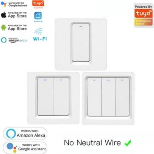 Tuya Zigbee Smart Switch WiFi Push Button Wall Light Switches Work With Alexa Google Home Assistant Wireless No Neutral Wire