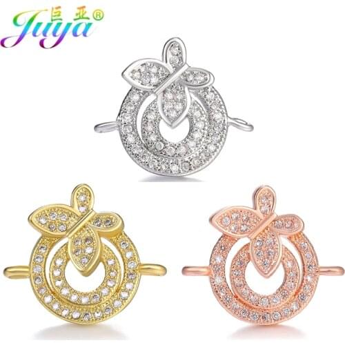 Juya DIY Bracelets Earring Jewelry Findings Hand made Charm Butterfly Flower Connector Accessories For Needlework Jewelry Making