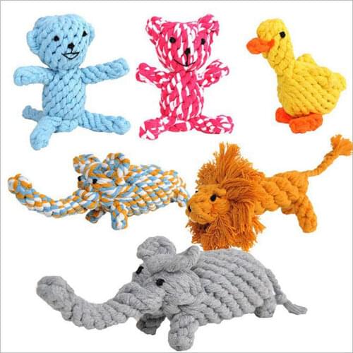 Lovely knot puppy Pet Dog Chew Toys Cute Animal Models Cotton Rope Pet Toy Useful Molar Dog Toys Clean Teeth Ropes Cat Pet Toys