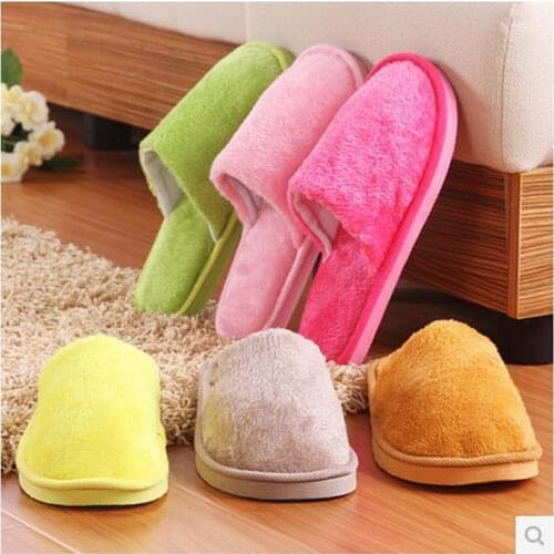 1 Pair Women Men Shoes Slippers Men Warm Home Plush Soft Slippers Indoors Anti-slip Winter Floor Bedroom Shoes Chaussures Femme