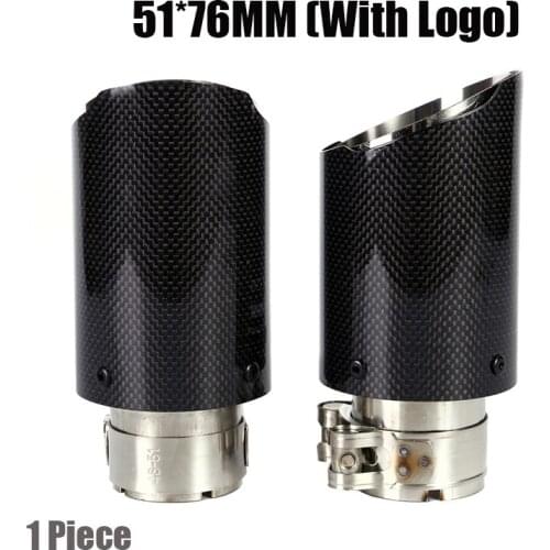 1pc 51mm*76mm Exhaust Pipe Universal Escape Muffler Round End Tips For Car Auto SUV Glossy Carbon Fiber Modified