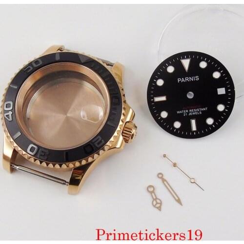 41mm Rose Gold Plated Stainless Steel Watch Case Sapphire Glass Fit MIYOTA 8215 Automatic Movement Wristwatch Dial