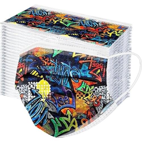 50pcs Childrens Disposable Mask Mascararilla Masque Football Print Mask Halloween Cosplay Non Woven 3-Layer 3Ply Earhook Masks