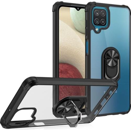 For Samsung Galaxy A02S A12 Case Hard With Stand Ring Transparent protective Back Cover Case For samsung A32 A42 A52 A72 5G A02S