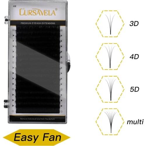 CURSAVELA Eyelash Extension Professional Easy Fan Lash Handmade Bloom Natural Lashes Automatic 3D Soft Makeup Eyelashes Grafting