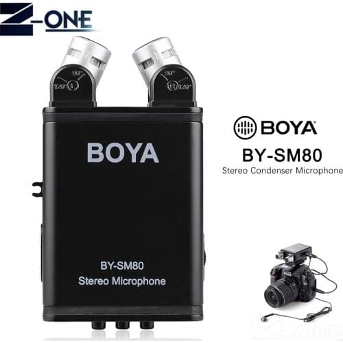 BOYA BY-SM80 Bi-directional Stereo Video Microphone with Windshield for Canon Nikon Pentax DSLR Camera Camcorder