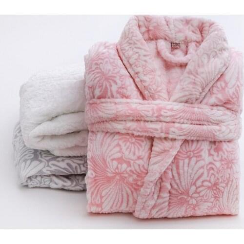 2018 Thicken Long Flannel Robe Women Men Winter Bathrobes Couples Sleepwear Winter Homewear 3D Print peignoir homme